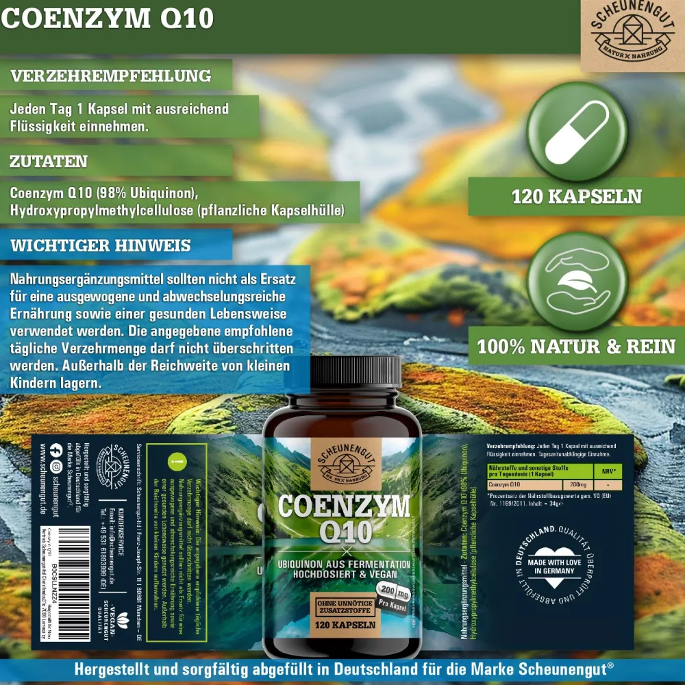 ® Coenzym Q10 | pflanzlicher Rohstoff aus Fermentation | 200mg pro Kapsel>SCHEUNENGUT Clearance