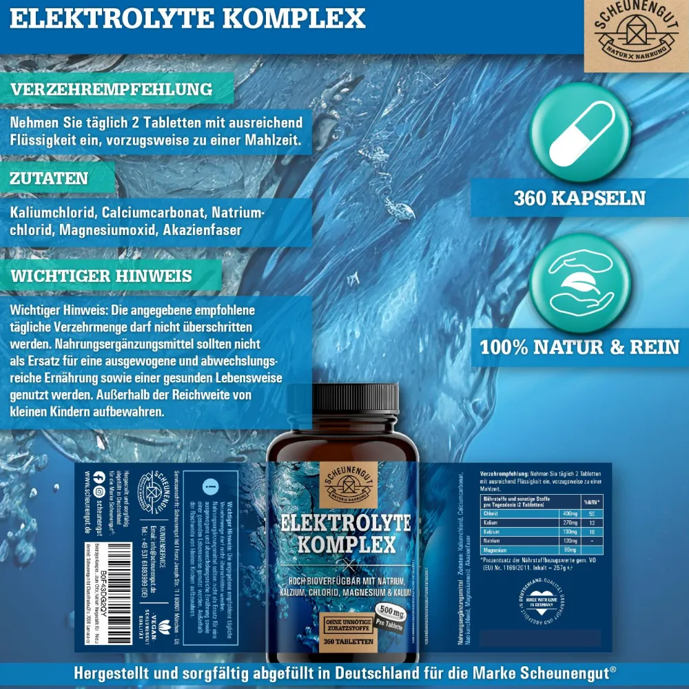 Scheunengut® Elektrolyte Komplex | Elektrolyte ohne Zucker | Magnesium, Natrium, Kalium, Calcium> Clearance