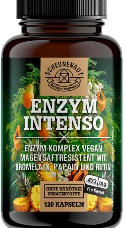 ® Enzym Intenso | Bromelain, Papain & Rutin im Enzym Komplex | magensaftresistent Kapseln>SCHEUNENGUT Clearance