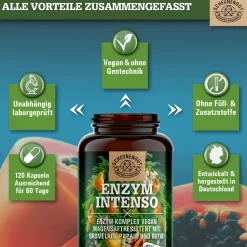 ® Enzym Intenso | Bromelain, Papain & Rutin im Enzym Komplex | magensaftresistent Kapseln><noscript><img width=