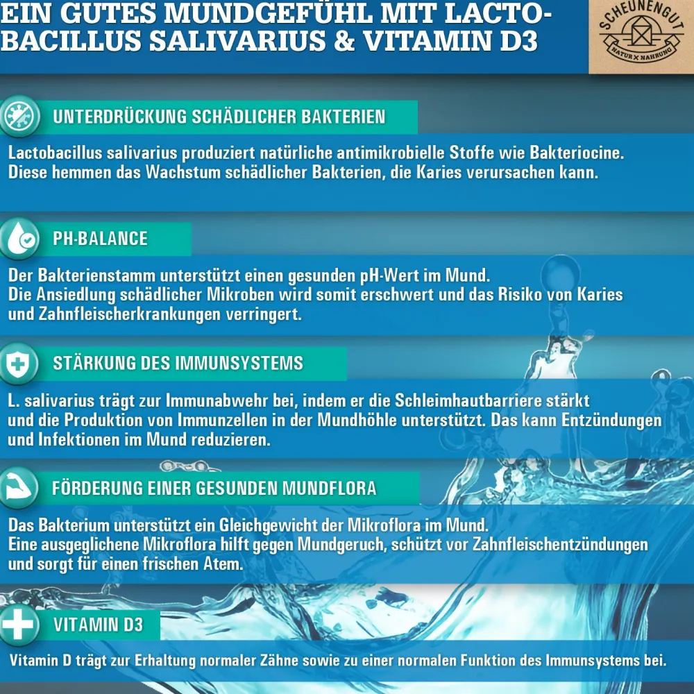 Scheunengut® Floral - Atemfrische mit L. salivarius und Vitamin D3 | Kirsch-Zitrone Geschmack|
