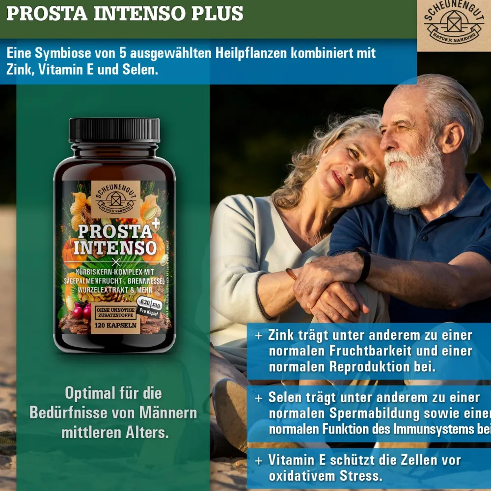 ® PROSTA INTENSO+ | Kürbiskern, Sägepalme, afrikanischer Pflaumenbaum | starker Komplex>SCHEUNENGUT Best