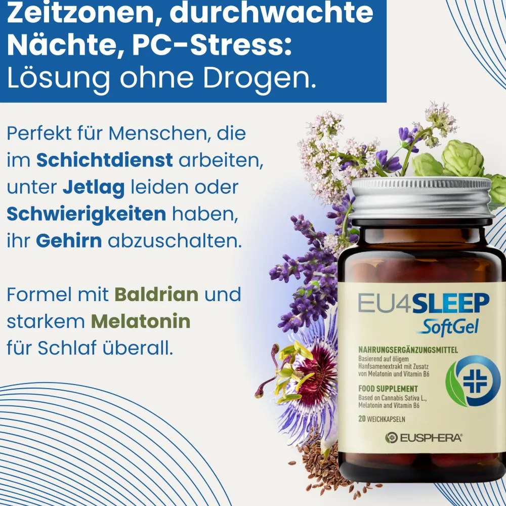 Schlafkapseln mit Melatonin und GABA für besseren Schlaf | EU4SLEEP - Eusphera| Hot