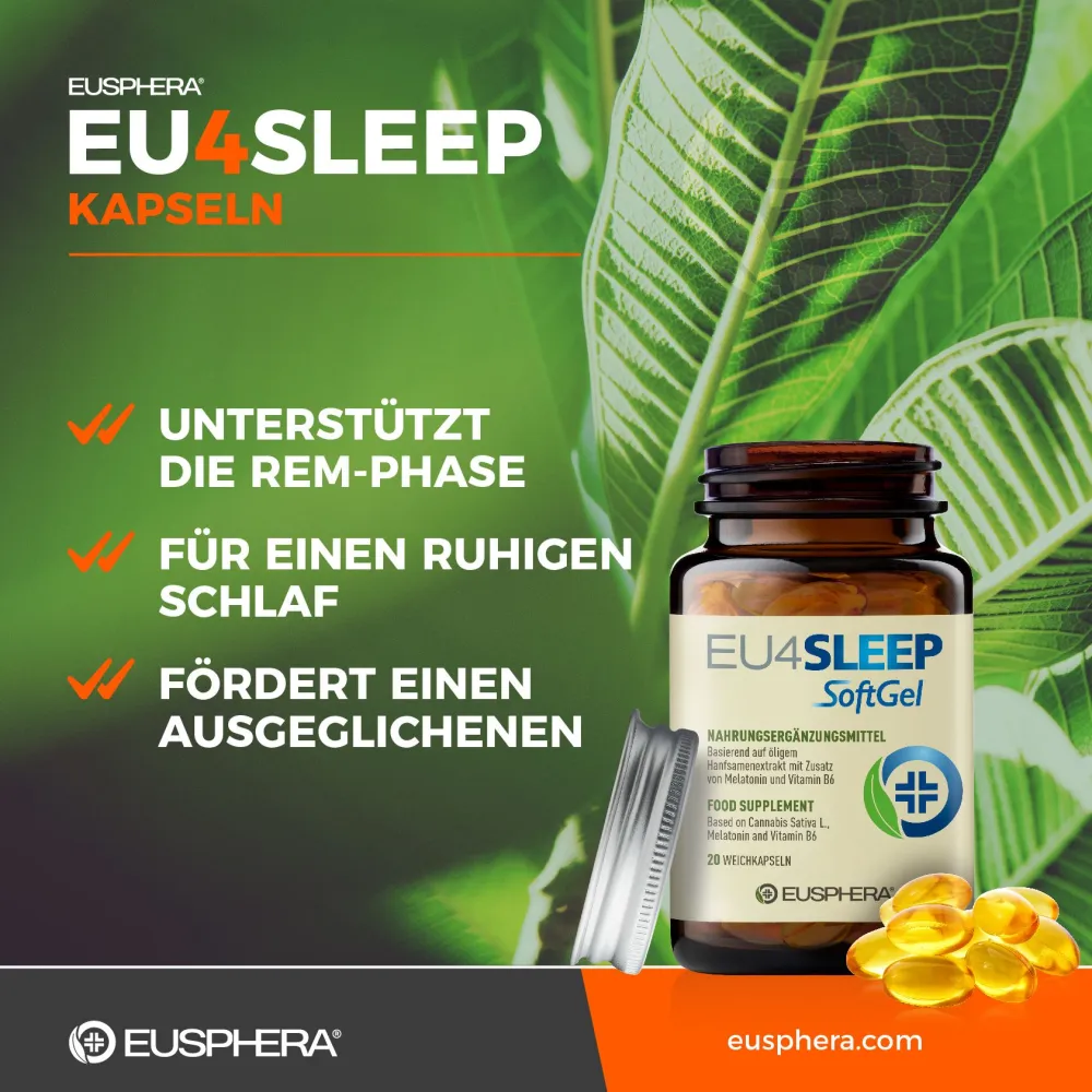 Schlafkapseln mit Melatonin und GABA für besseren Schlaf | EU4SLEEP - Eusphera| Hot