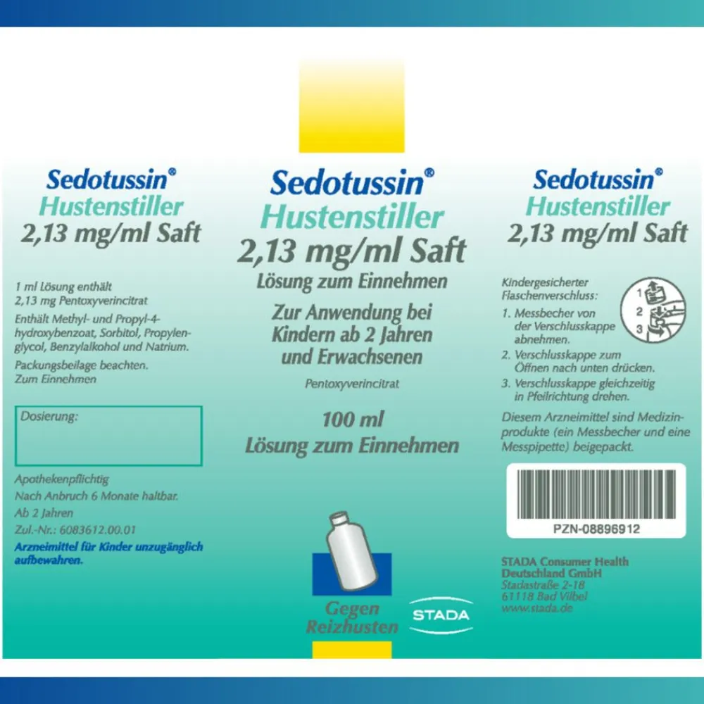 Sedotussin® Hustenstiller Saft - Arzneimittel gegen Reizhusten, mit dem Wirkstoff Pentoxyverin| New