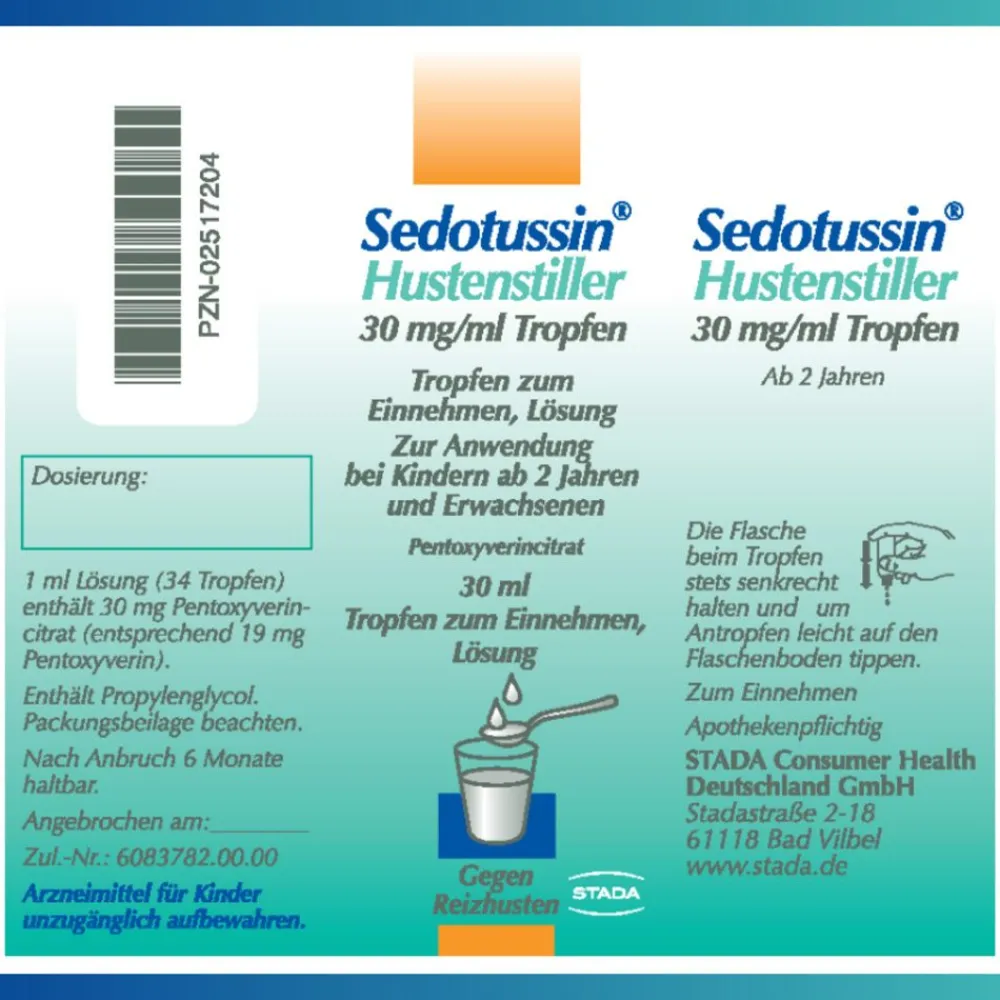 Sedotussin® Hustenstiller Tropfen – Arzneimittel gegen Reizhusten, mit dem Wirkstoff Pentoxyverin| Online