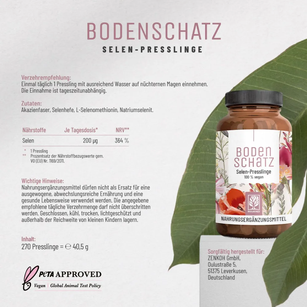 Selen Kapseln hochdosiert aus Natriumselenit ohne Zusatzstoffe - Bodenschatz - ®|NATURTREU Outlet