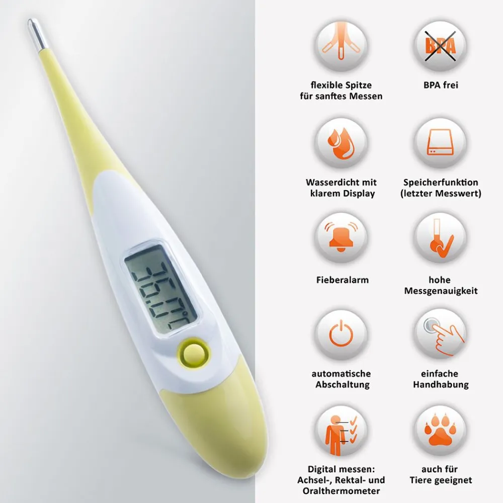 digitales Fieberthermometer mit weicher, flexibler Spitze>self-diagnostics Discount