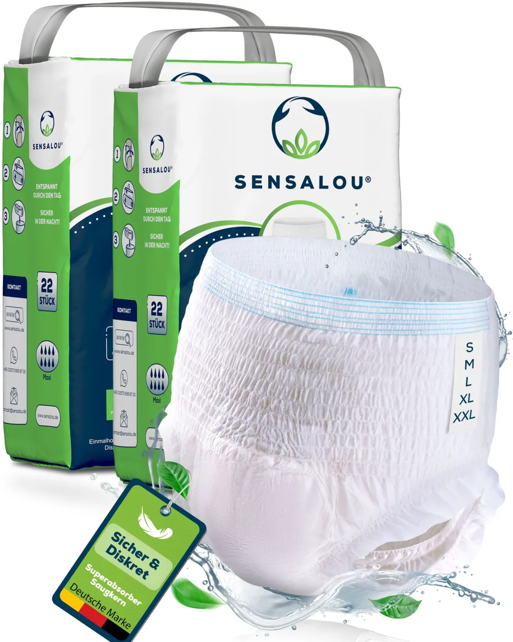 Inkontinenz Windeln Pants für Erwachsene Maxi - Größe S - 44 Stück Schutzhosen>SENSALOU Online