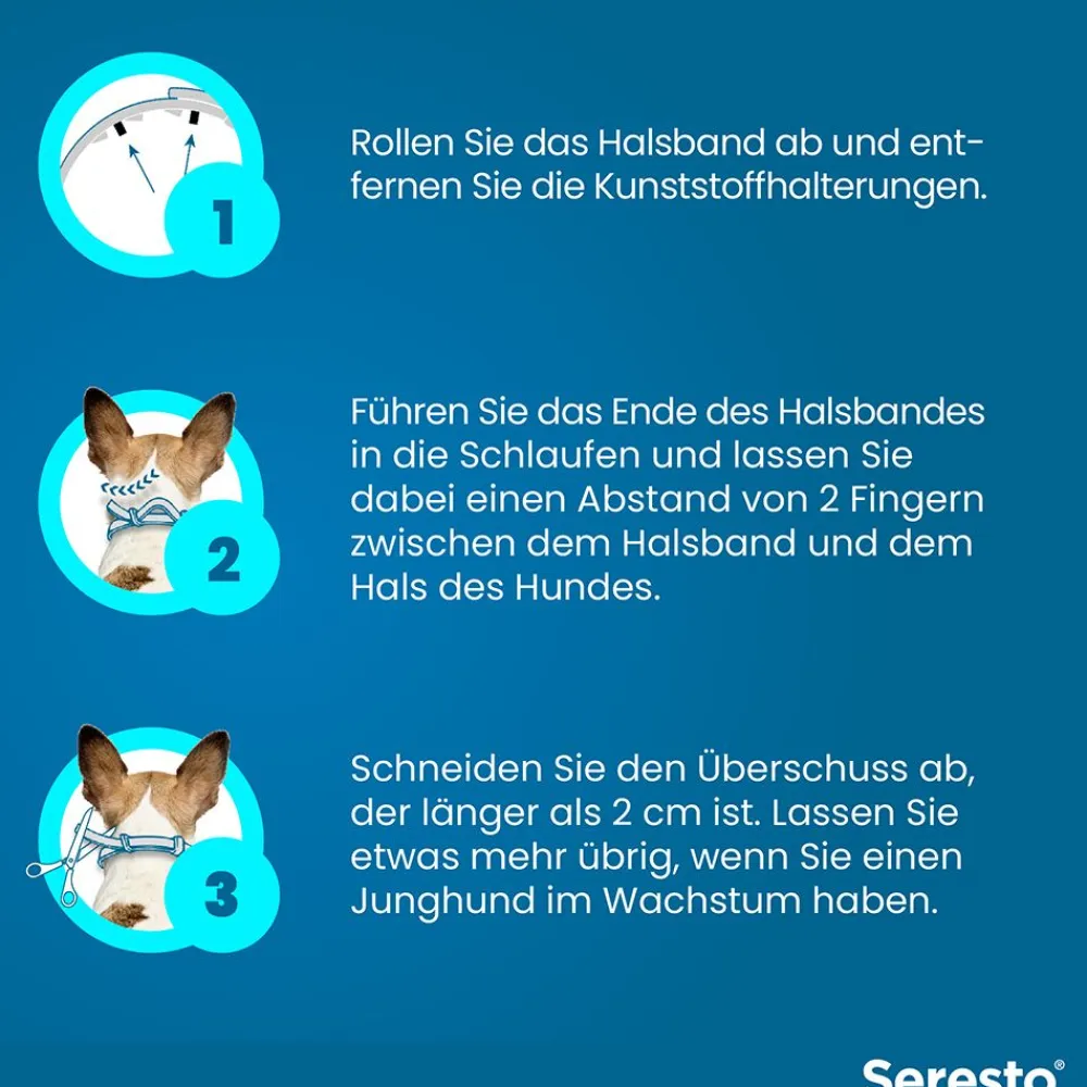 Halsband für große Hunde über 8 kg gegen Zecken und Flöhe, wirkt abtötend und repellierend bis zu 8 Monate>Seresto New