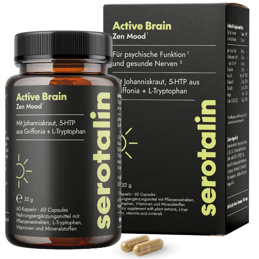 Active Brain Zen Mood - Nervenfunktion¹²³ & psychische Funktion¹³ - Mit Johanniskraut>serotalin New