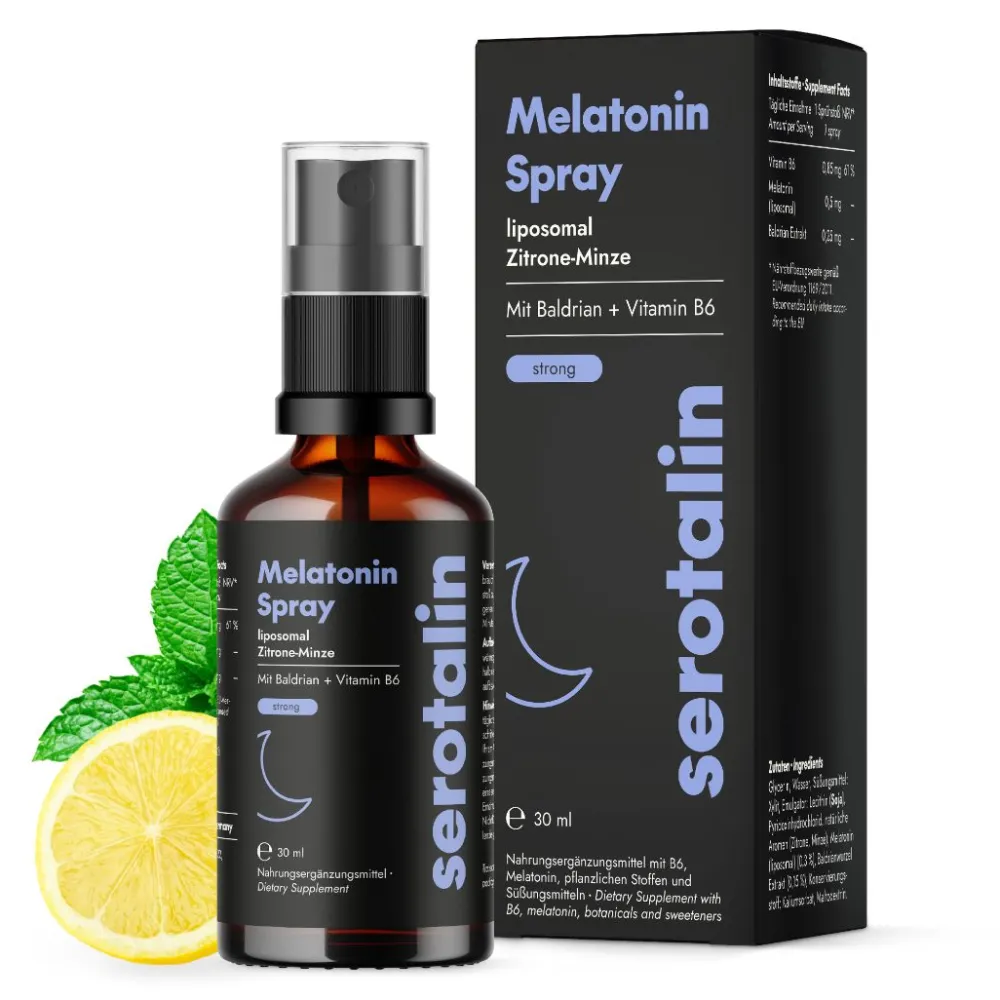 Melatonin Spray liposomal | Melatonin¹ & Baldrian | Zitrone-Minze|serotalin Best