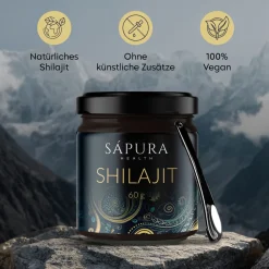 Shilajit 60g Glas + Löffel + Zertifizierte Laboranalyse | 78% FULVIN + 12% HUMINSÄURE><noscript><img width=
