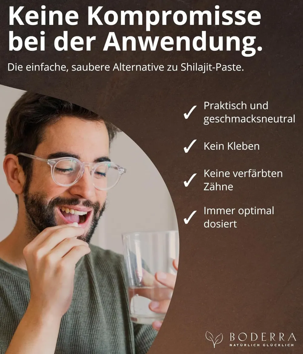 Shilajit 150 Kapseln - 50:1 Extrakt - 50% Fulvin- & 12% Huminsäure - laborgeprüft - BODERRA> Best