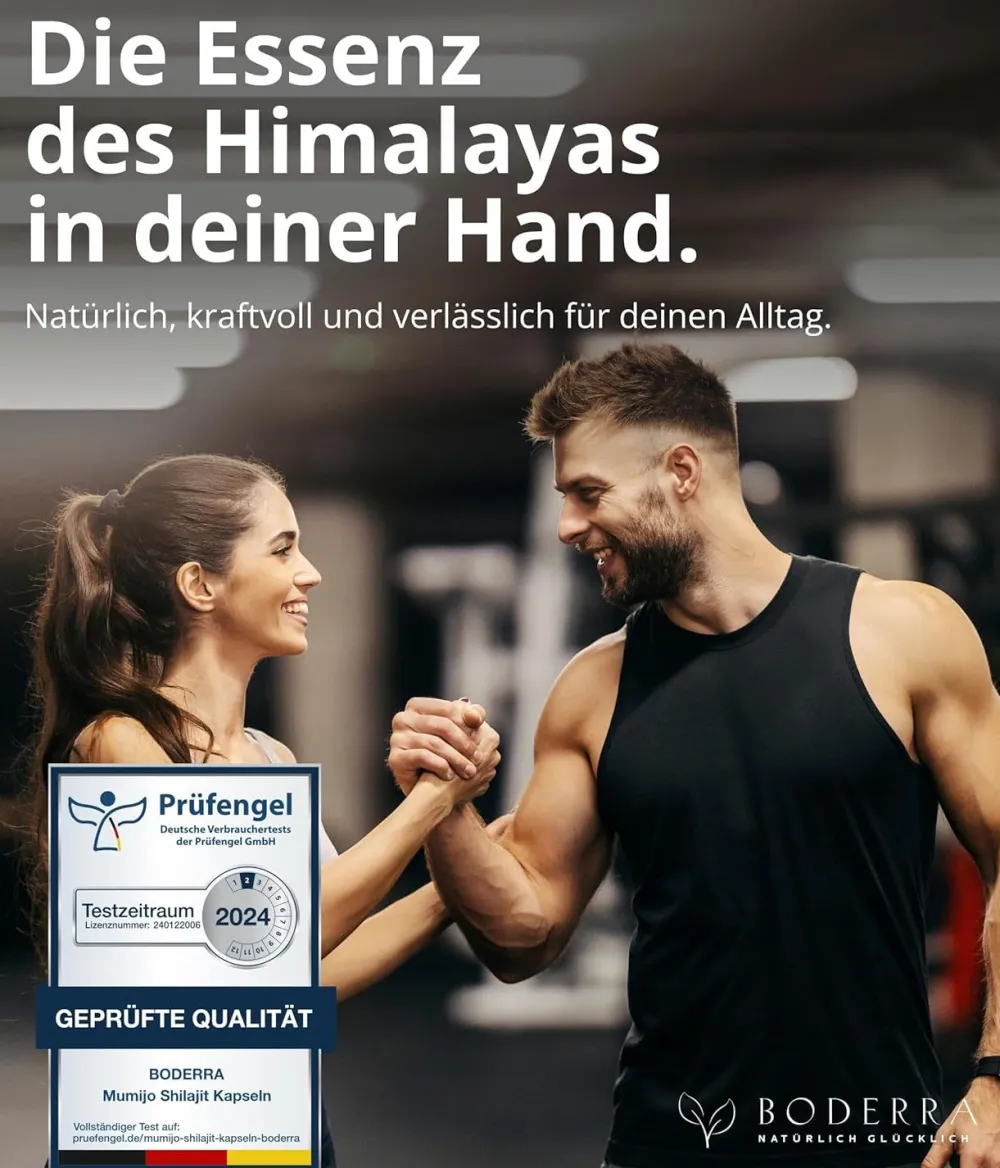 Shilajit 150 Kapseln - 50:1 Extrakt - 50% Fulvin- & 12% Huminsäure - laborgeprüft - BODERRA> Best