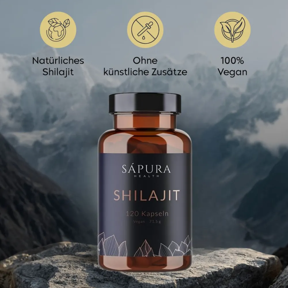 Shilajit Kapseln | Hochdosiert 500mg | Reich an Fulvinsäure & Huminsäure | 120 Kapseln>sapura Discount