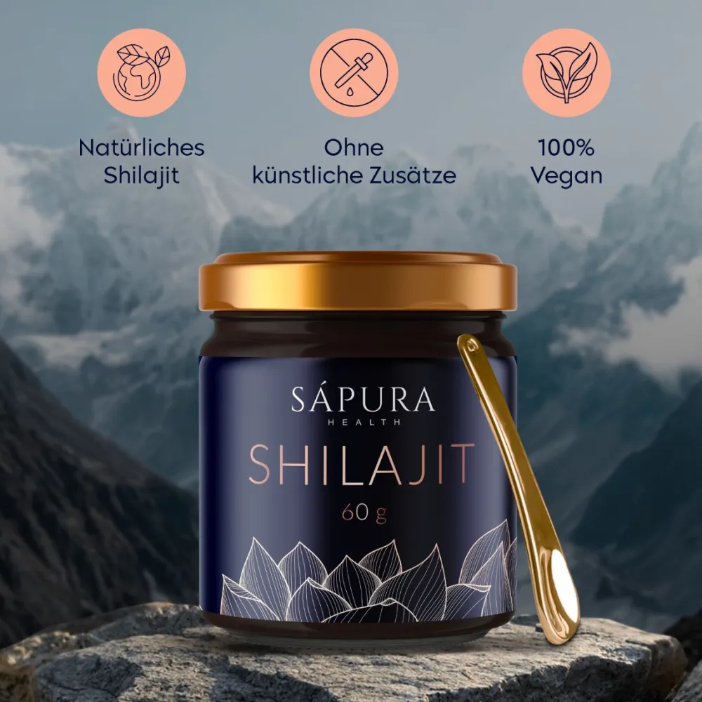 Shilajit Resin Mumijo Shilajit Harz + Dosierlöffel **60g** MIT 78% FULVIN + 12% HUMINSÄURE|sapura Online