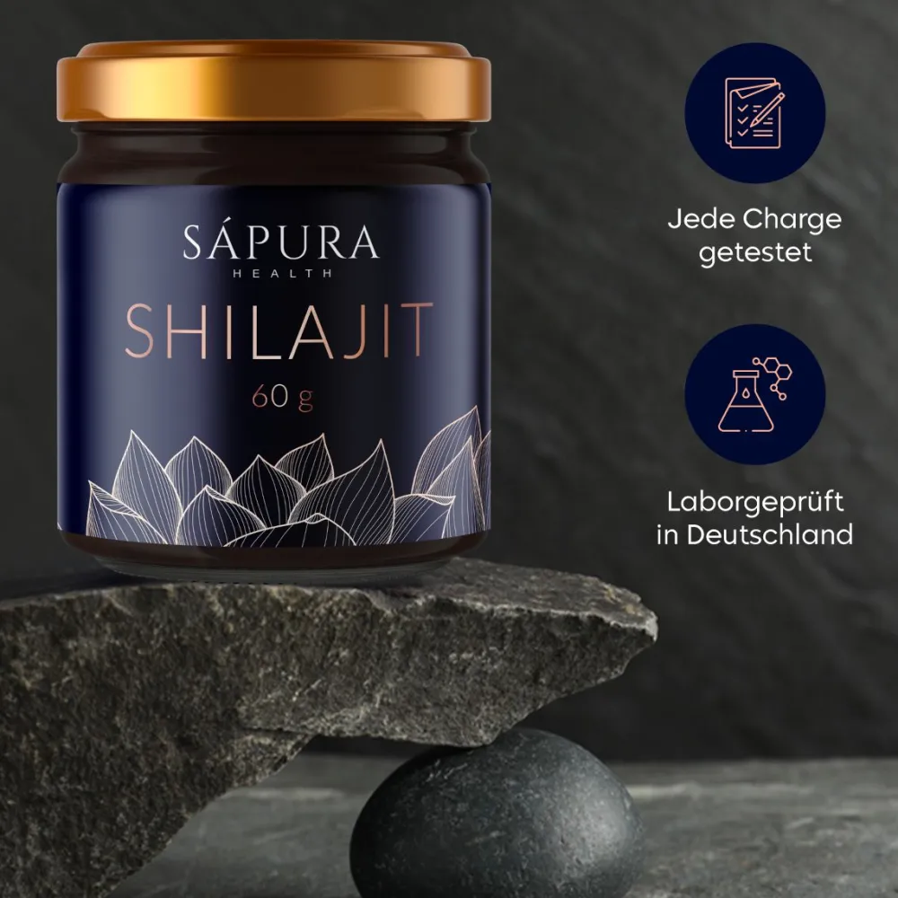 Shilajit Resin Mumijo Shilajit Harz + Dosierlöffel **60g** MIT 78% FULVIN + 12% HUMINSÄURE|sapura Online