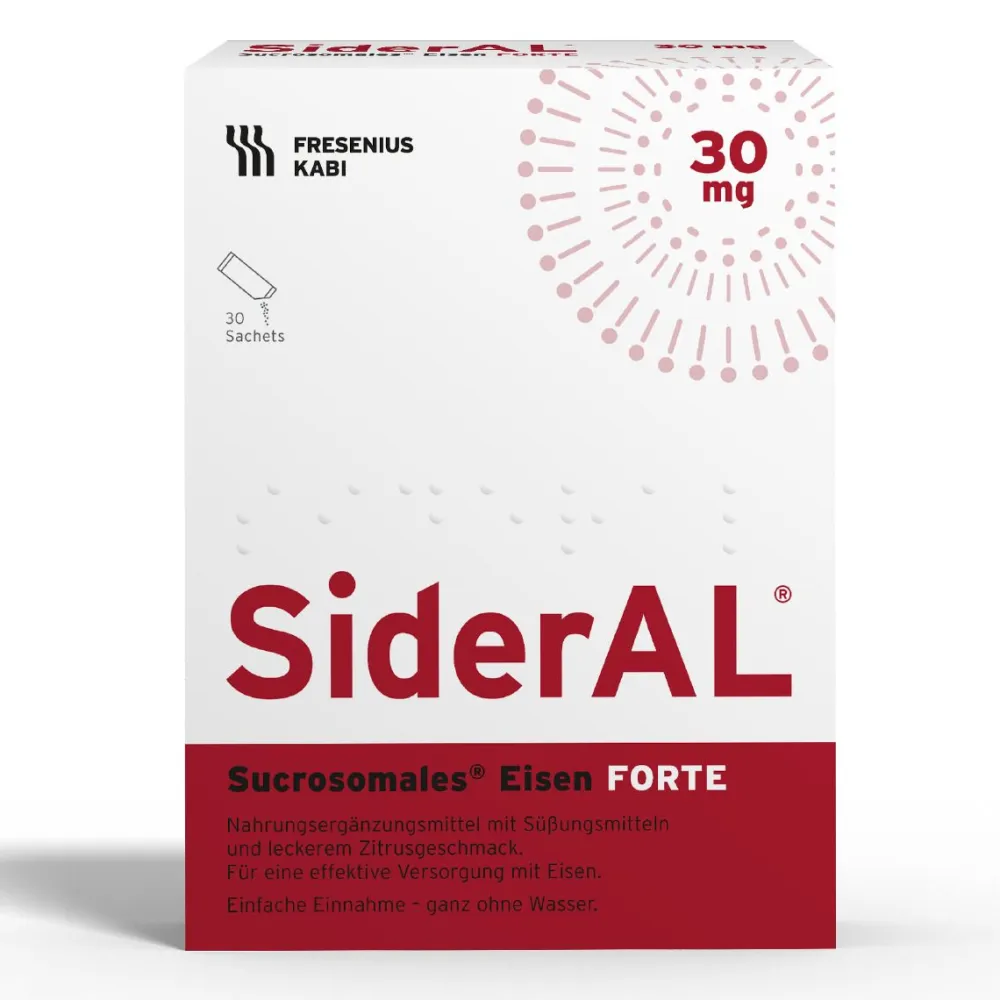 SiderAL® Eisen Forte 30mg Zitrus mit Vitamin C | Nahrungsergänzungsmittel bei erhöhtem Eisenbedarf in der Schwangerschaft| Sale