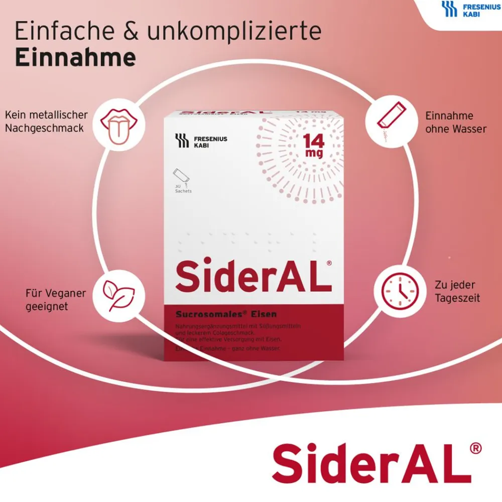 SiderAL® Eisen 14mg Cola mit Vitamin C | Nahrungsergänzungsmittel bei erhöhtem Eisenbedarf in der Stillzeit & beim Sport| Hot