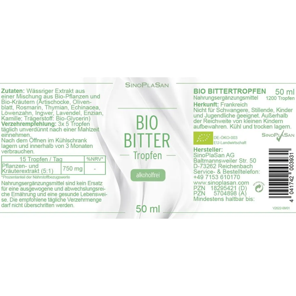 Bio Bittertropfen>SINOPLASAN Hot