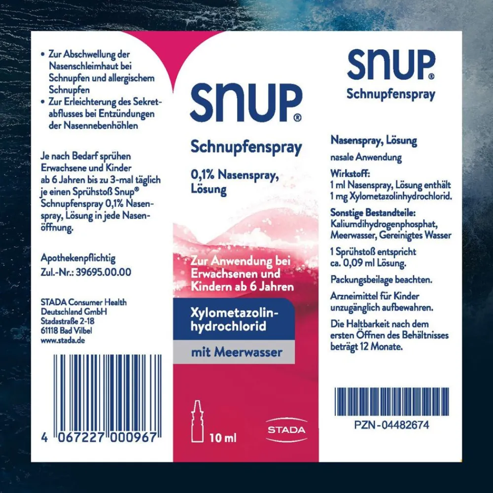 ® Schnupfenspray - Nasenspray mit Meerwasser und Xylometazolin>SNUP Online
