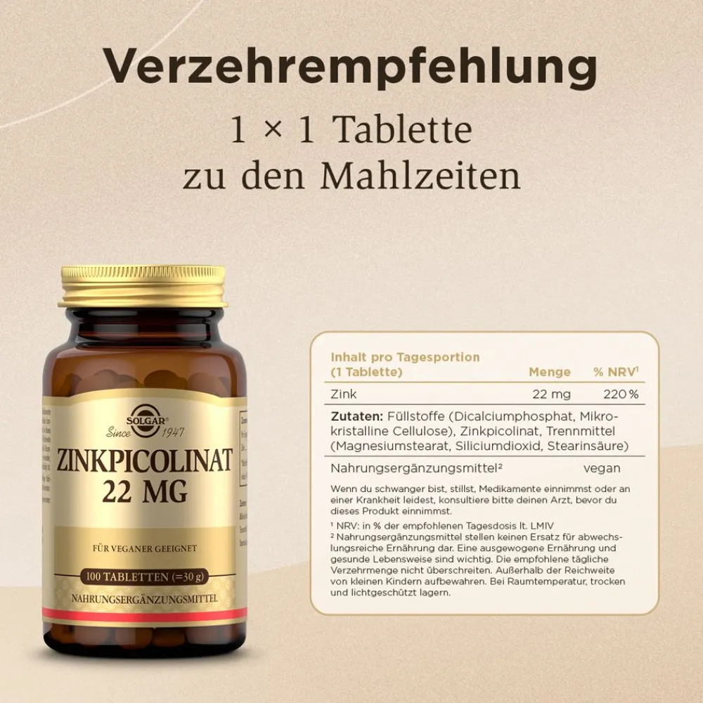 SOLGAR® Zinkpicolinat 22 mg| Discount