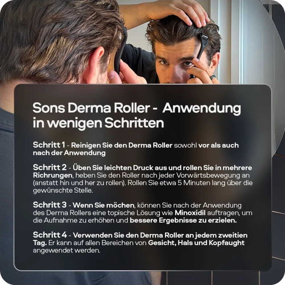 SONS Minoxidil 50mg/ml Lösung & Derma Roller für Männer bei erblich bedingtem Haarausfall> Online