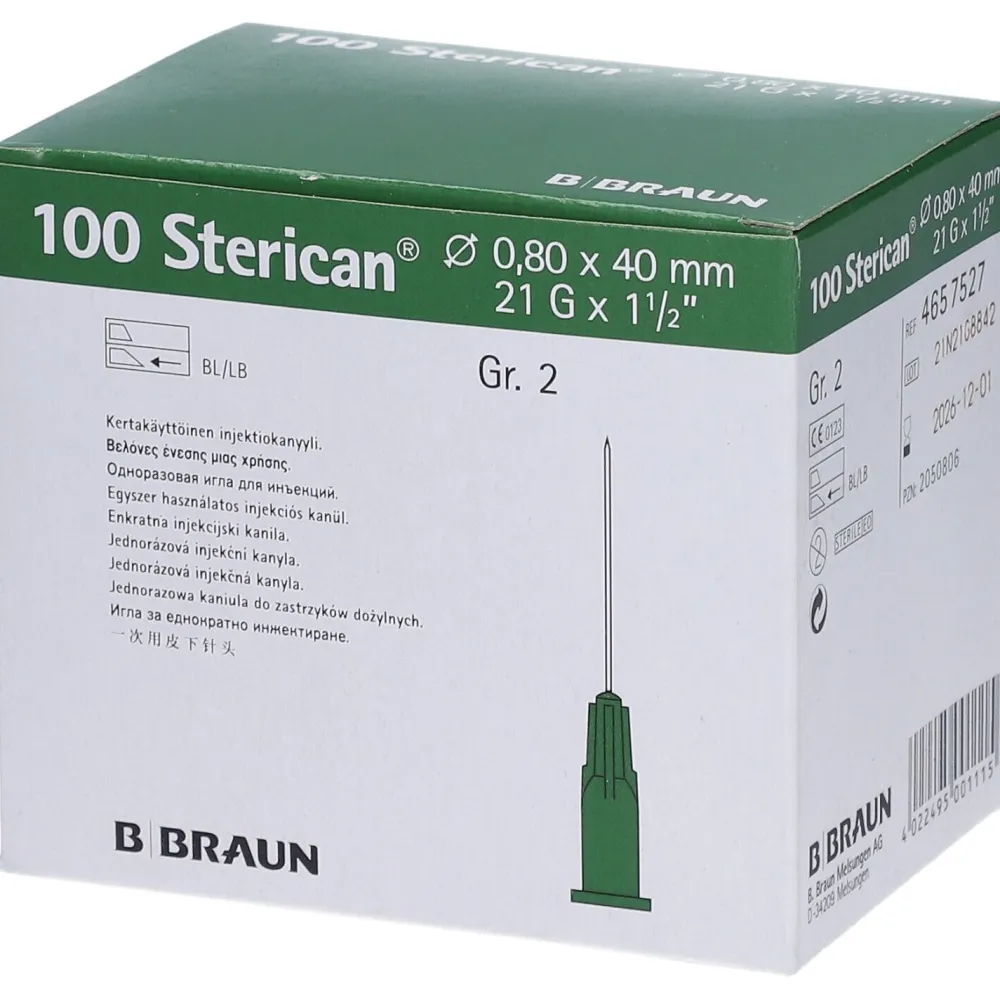 Sterican® Standardkanüle Gr. 2 G21 x 1 1/2 Zoll 0,80 x 40 mm grün|B-BRAUN New