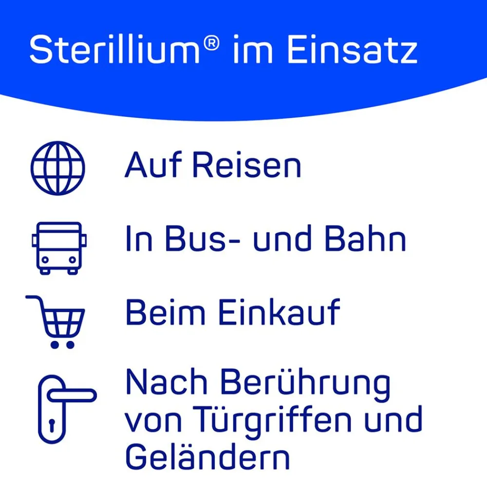 100ml als Ganzjahresprodukt für die hygienische und chirurgische Händedesinfektion. Zur Vorbeugung von Infektionen|Sterillium