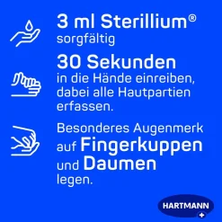 100ml als Ganzjahresprodukt für die hygienische und chirurgische Händedesinfektion. Zur Vorbeugung von Infektionen|Sterillium