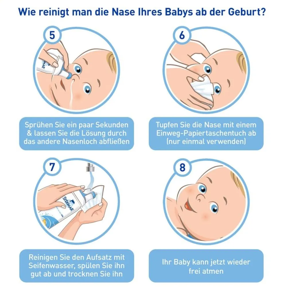 Stérimar Nasenhygiene Baby, 100% natürliches Meerwasser Nasenspray, 2 in 1 Spray & Spülung für Babys ab Geburt anwendbar> Hot