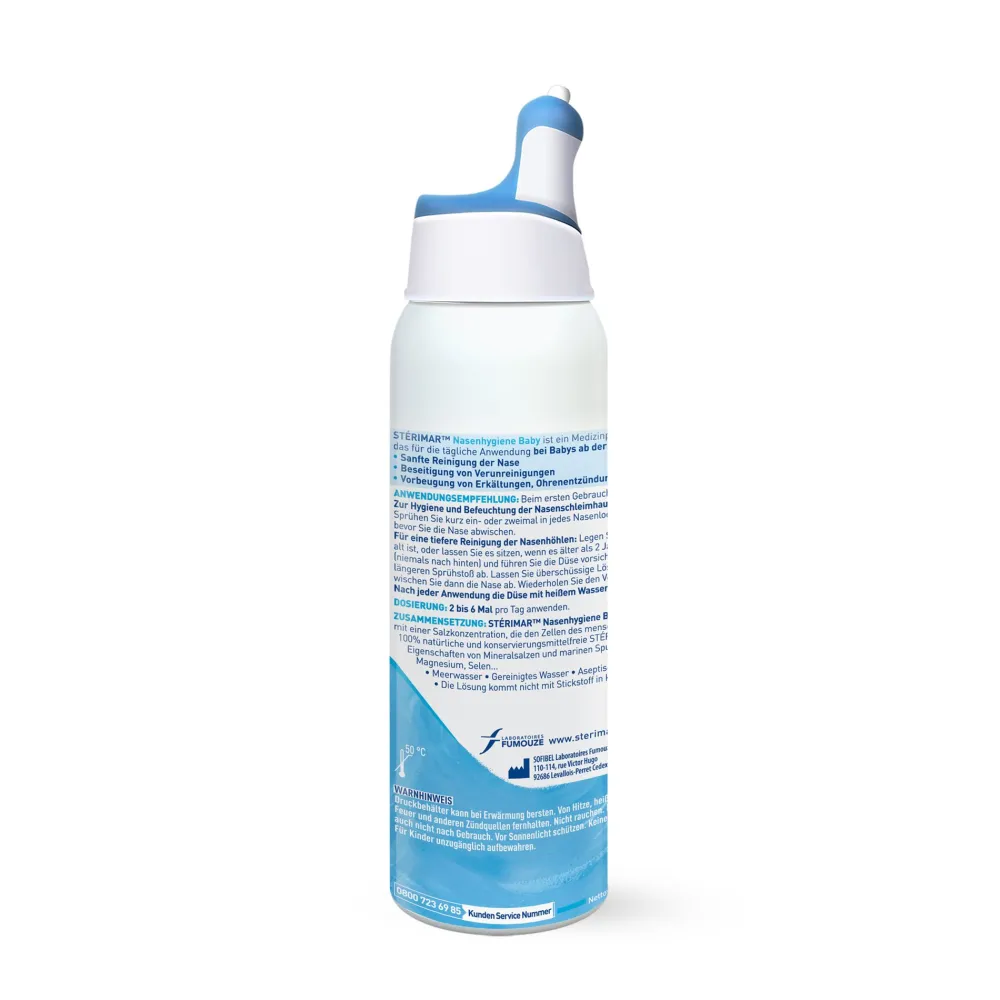 Stérimar Nasenhygiene Baby, 100% natürliches Meerwasser Nasenspray, 2 in 1 Spray & Spülung für Babys ab Geburt anwendbar> Hot