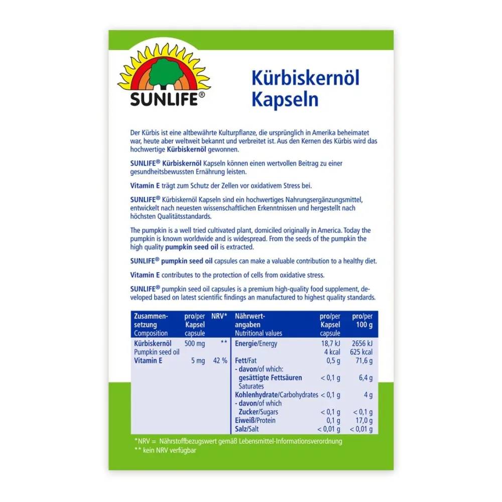 Sunlife Kürbiskernöl Kapseln| Hot