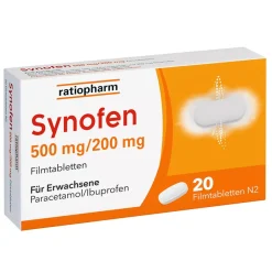 Synofen von : schnell, stark und gut verträglich gegen Schmerzen – mit der Wirkstoffkombination aus Paracetamol und Ibuprofen, Filmtabletten>ratiopharm Sale