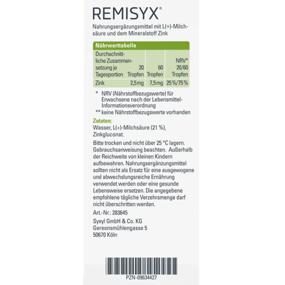 REMISYX® mit rechtsdrehender Milchsäure zur Ansäuerung des Darms.|Syxyl Clearance