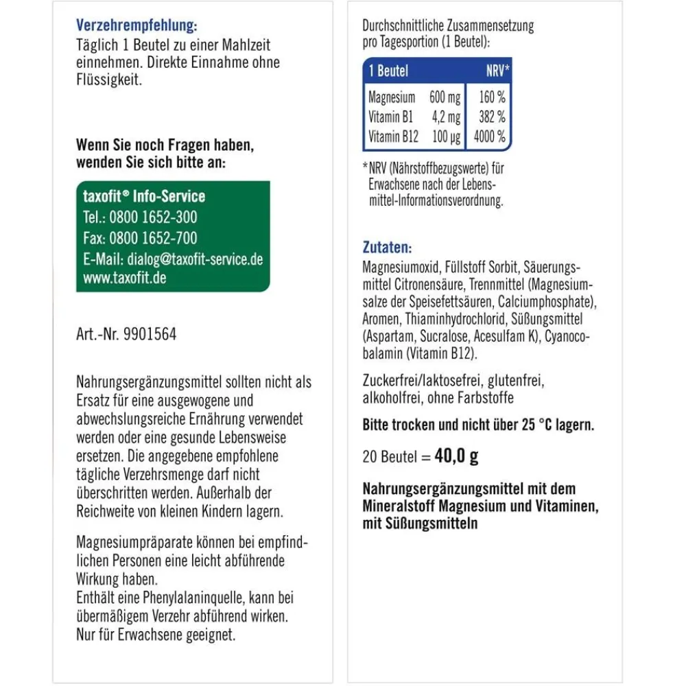 ® Direkt Magnesium 600 + B12>taxofit Online