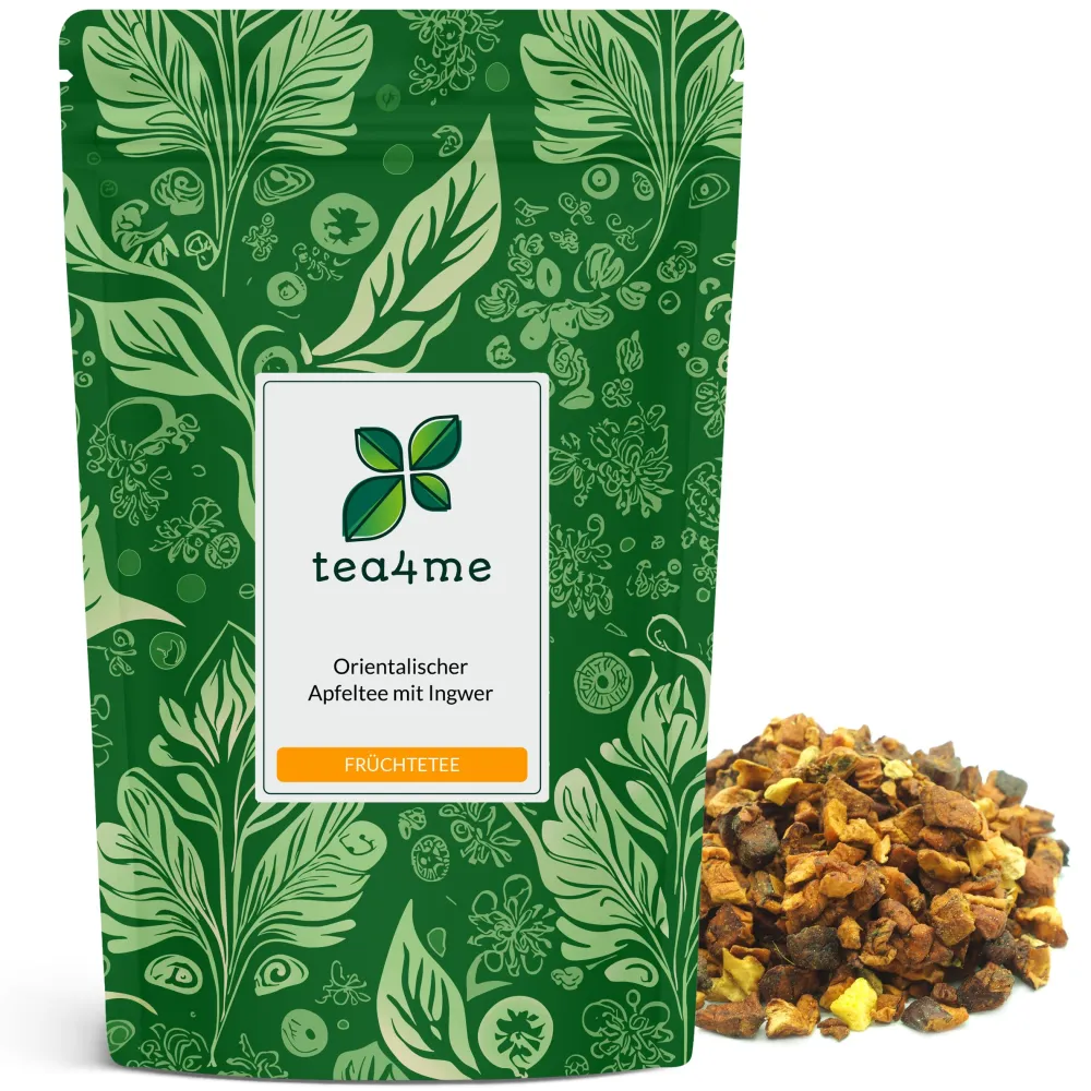 tea4me Orientalischer Apfeltee mit Ingwer Früchtetee mit Ingwer-Orange-Geschmack| Hot