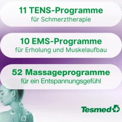TESMED TE-880R Plus Wiederaufladbarer Muskelelektrostimulator, TENS,73 Programme Schmerztherapie| Outlet
