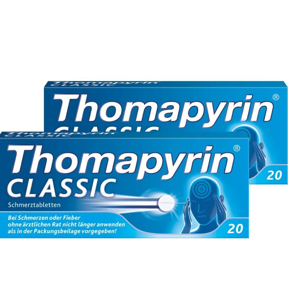Classic 2x 20Stk. | schnelle Hilfe bei akuten leichten bis mäßigen Kopfschmerzen|Thomapyrin Best