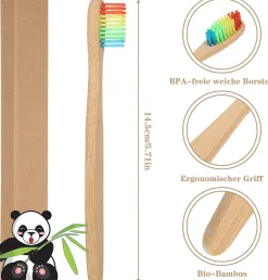 tonyg-p Bambus Zahnbürsten 10 Stück Natrliches Holzzahnbrste für Kinder Weichen Borsten> New