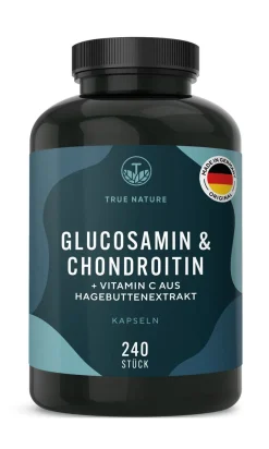 ® Glucosamin & Chondroitin Kapseln hochdosiert mit Vitamin C aus Hagebuttenextrakt>TRUE NATURE Hot