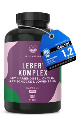 ® Leber Komplex Testsieger - Leber Kur mit Mariendistel, Cholin, Artischocke & Löwenzahn>TRUE NATURE Hot