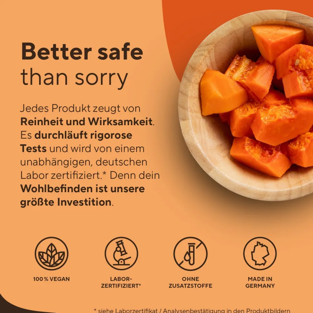 ® Papaya Enzym Kapseln (Papain Kapseln) - 2100mg Papain Extrakt - Vegan & Made in Germany>TRUE NATURE New