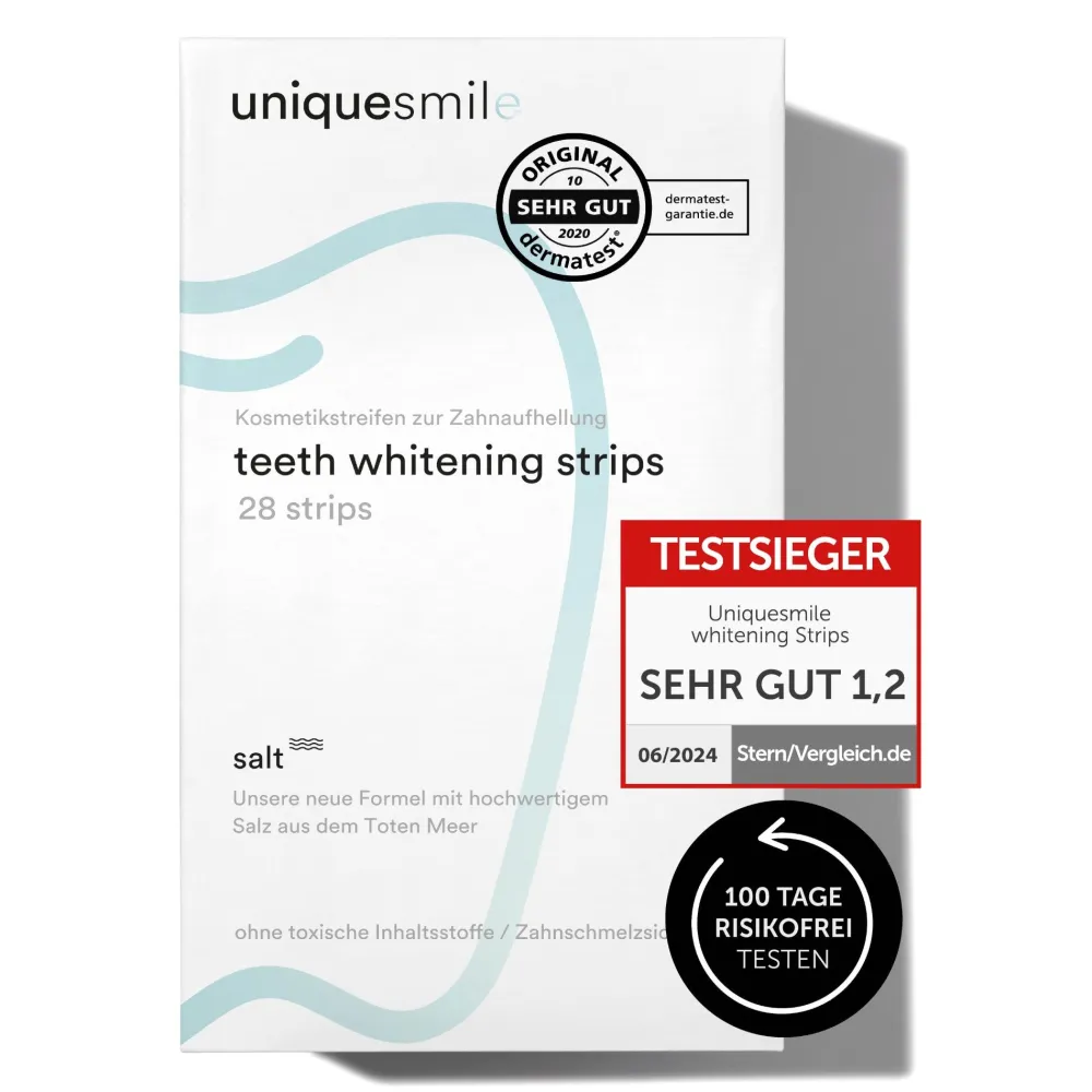 Uniquesmile Zahnaufhellung Whitening Strips - frei von Peroxid| Clearance