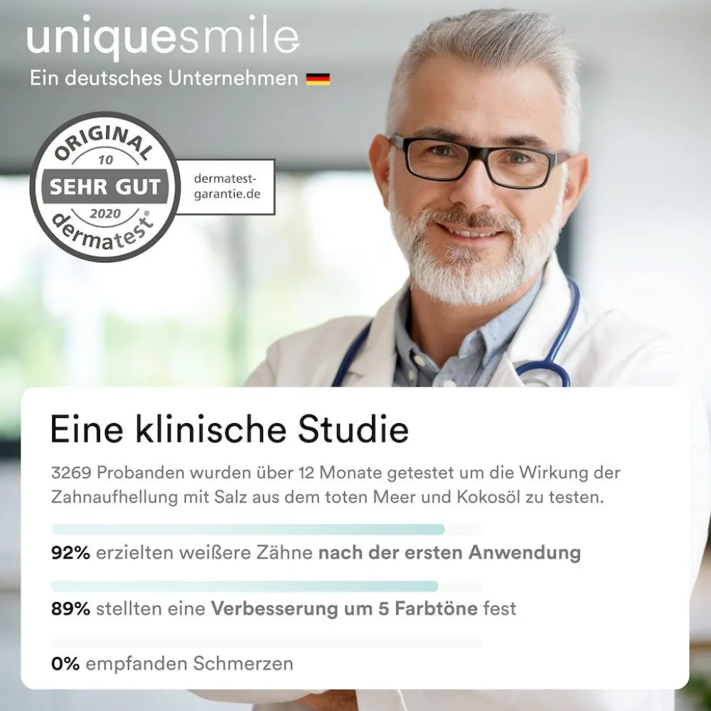 Uniquesmile Zahnaufhellung Whitening Strips - frei von Peroxid| Clearance