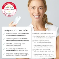 Uniquesmile Zahnaufhellung Whitening Strips - frei von Peroxid| Clearance