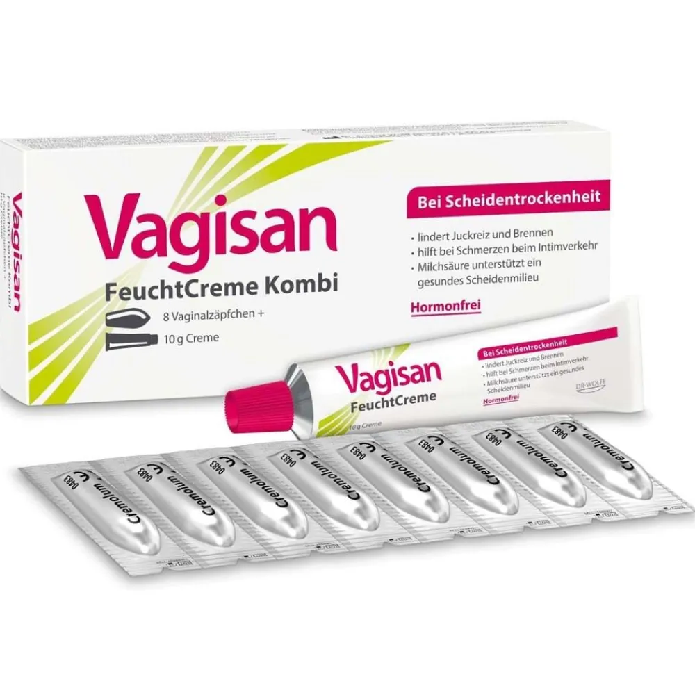 FeuchtCreme Kombi: Hormonfreie Vaginalzäpfchen und Vaginalcreme bei Scheidentrockenheit|Vagisan Hot