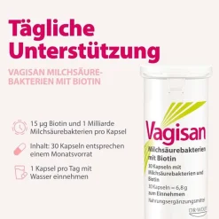Milchsäurebakterien mit Biotin: Kapseln zur Unterstützung einer gesunden Vaginalschleimhaut><noscript><img width=