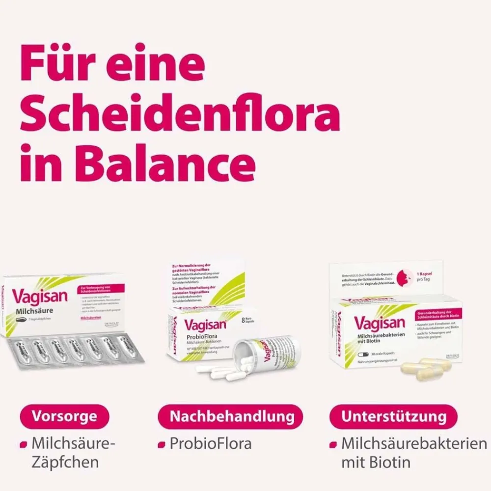 Milchsäurebakterien mit Biotin: Kapseln zur Unterstützung einer gesunden Vaginalschleimhaut>Vagisan Discount
